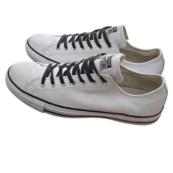 Converse White and Black Men's Sneakers Leather Size 10 - Picture 2 of 7